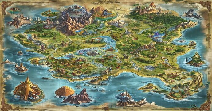 fantasy world map creatures concept art