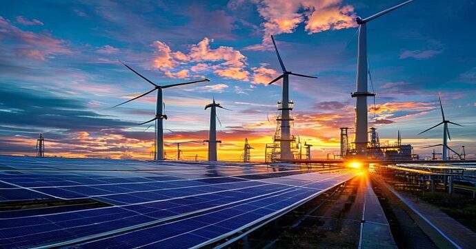 oil refinery solar panels wind turbines
