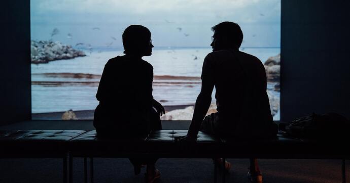Couple talking intimately