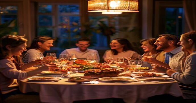 family dinner laughter reunion