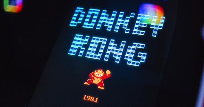 retro arcade game Donkey Kong cabinet