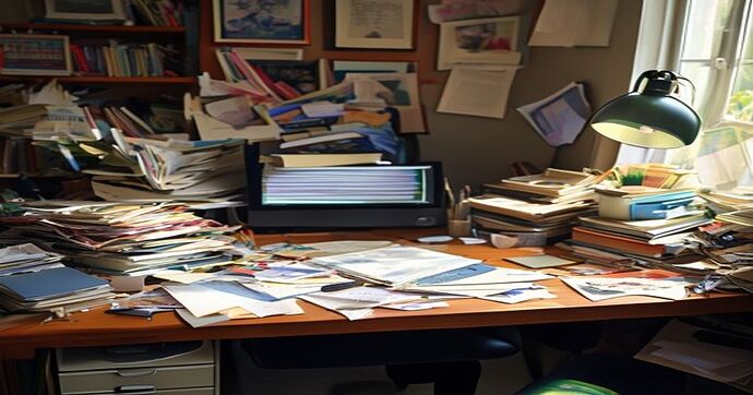 procrastination desk clutter